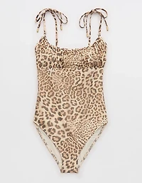 Aerie Mesh Ruched Scoop Full Coverage One Piece Swimsuit