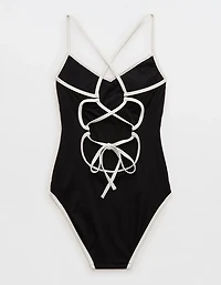 Aerie Ribbed Strappy Full Coverage One Piece Swimsuit