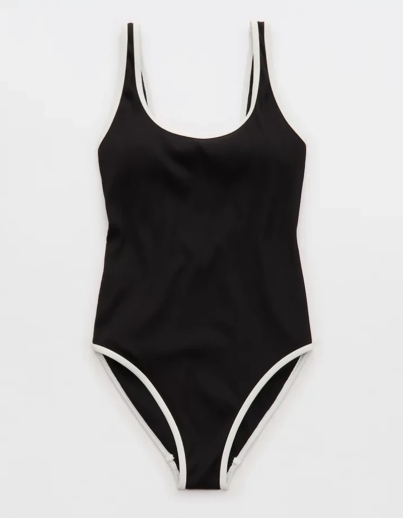 Aerie Scoop Full Coverage Ribbed One Piece Swimsuit