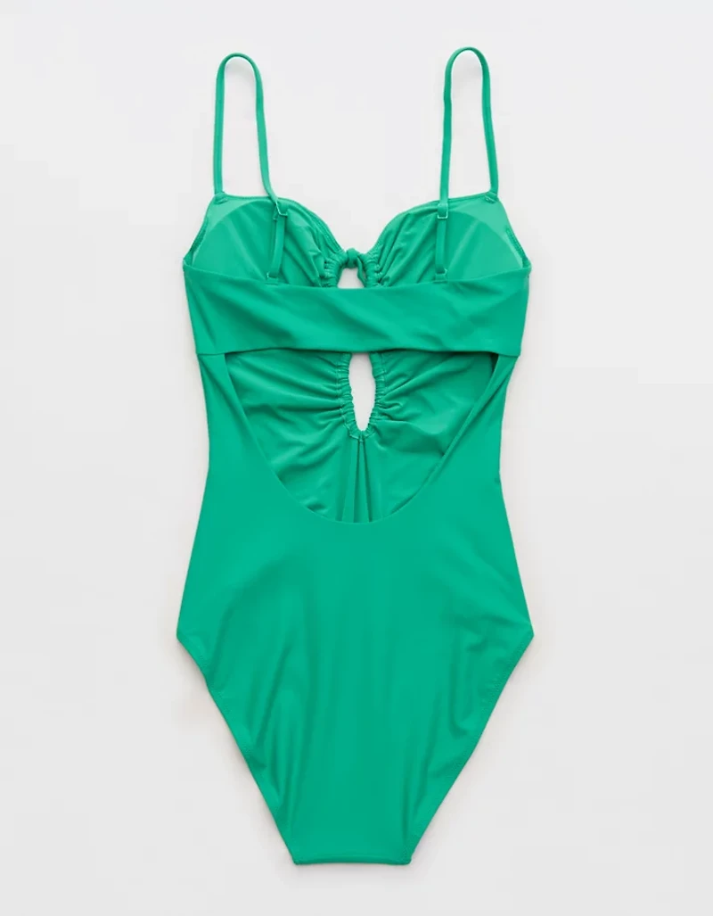 Aerie Ruched Cutout Full Coverage One Piece Swimsuit