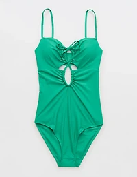 Aerie Ruched Cutout Full Coverage One Piece Swimsuit