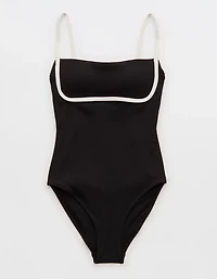 Aerie Binding Full Coverage Ribbed One Piece Swimsuit