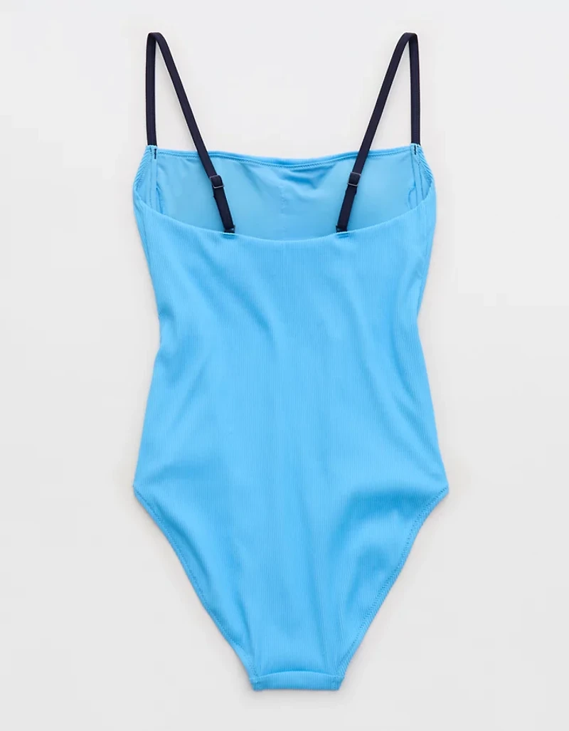 Aerie Binding Full Coverage Ribbed One Piece Swimsuit