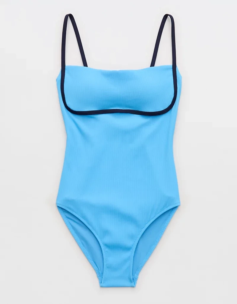 Aerie Binding Full Coverage Ribbed One Piece Swimsuit