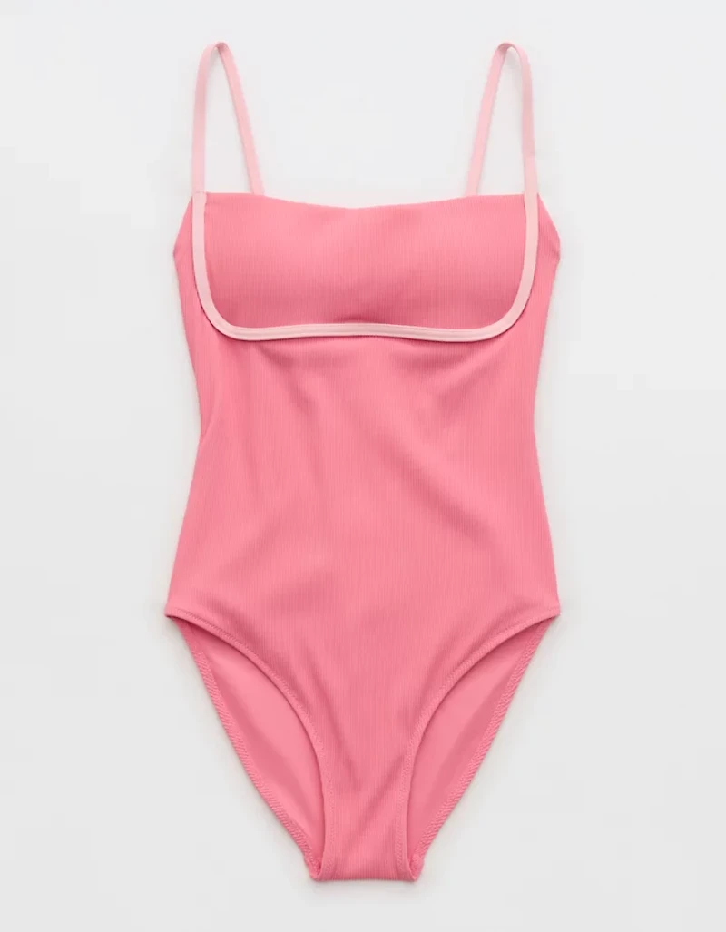 Aerie Binding Full Coverage Ribbed One Piece Swimsuit