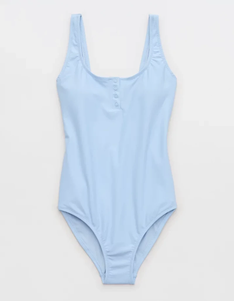 Aerie Henley Full Coverage One Piece Swimsuit
