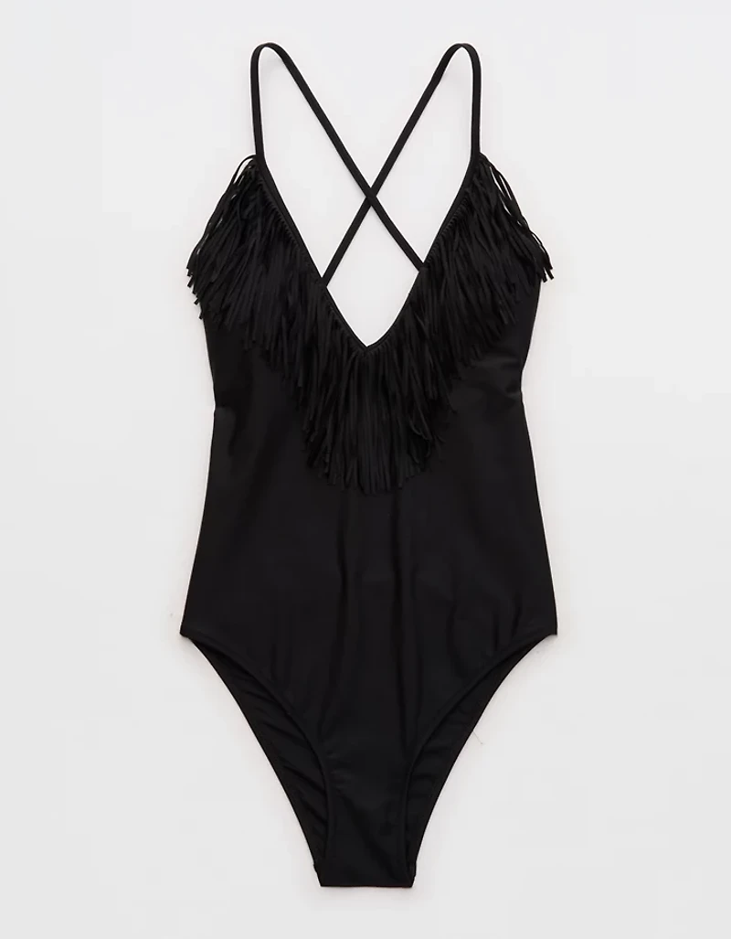 Aerie Fringe V-Neck One Piece Simwsuit