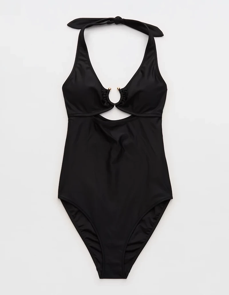 Aerie Horseshoe Ring Halter Full Coverage One Piece Swimsuit