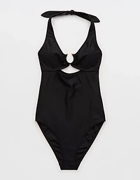 Aerie Horseshoe Ring Halter Full Coverage One Piece Swimsuit