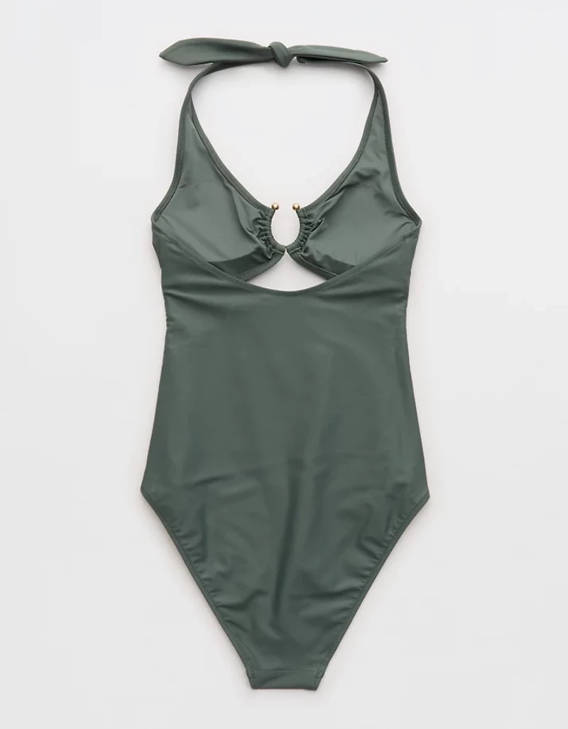 Aerie Horseshoe Ring Halter Full Coverage One Piece Swimsuit
