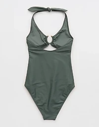 Aerie Horseshoe Ring Halter Full Coverage One Piece Swimsuit