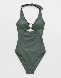 Aerie Horseshoe Ring Halter Full Coverage One Piece Swimsuit