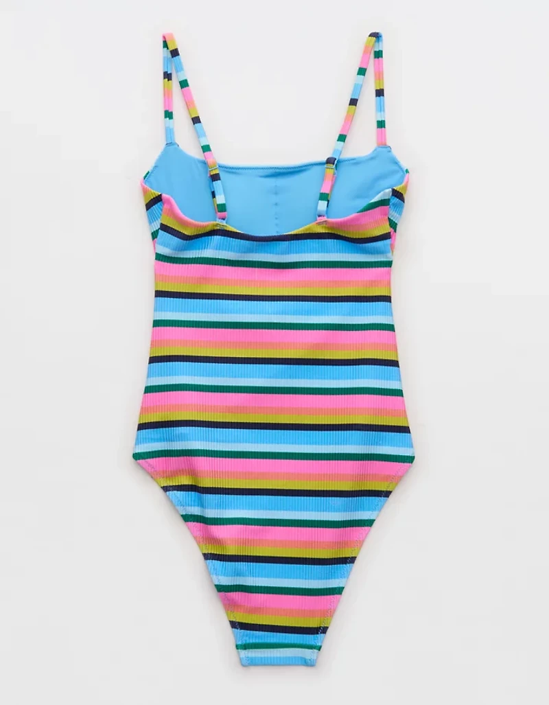 Aerie Cutout Shine Rib One Piece Swimsuit