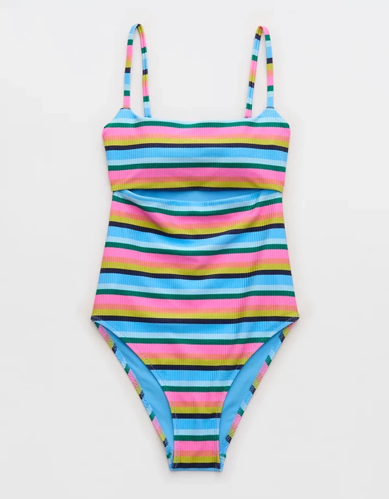 Aerie Cutout Shine Rib One Piece Swimsuit