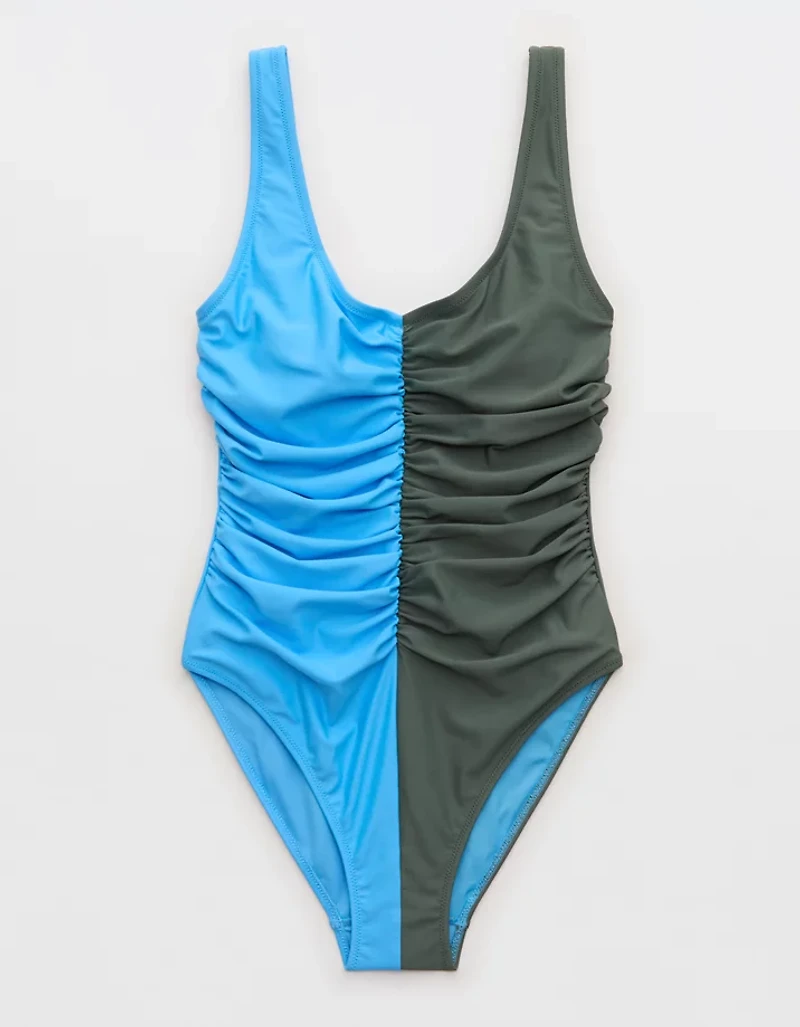 Aerie Ruched Full Coverage One Piece Swimsuit