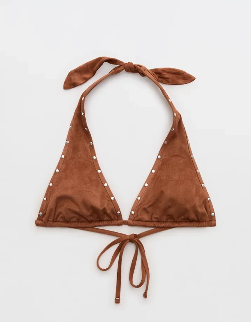 Aerie Suede Halter Voop Bikini Top