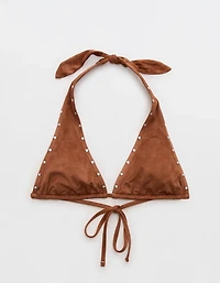 Aerie Suede Halter Voop Bikini Top