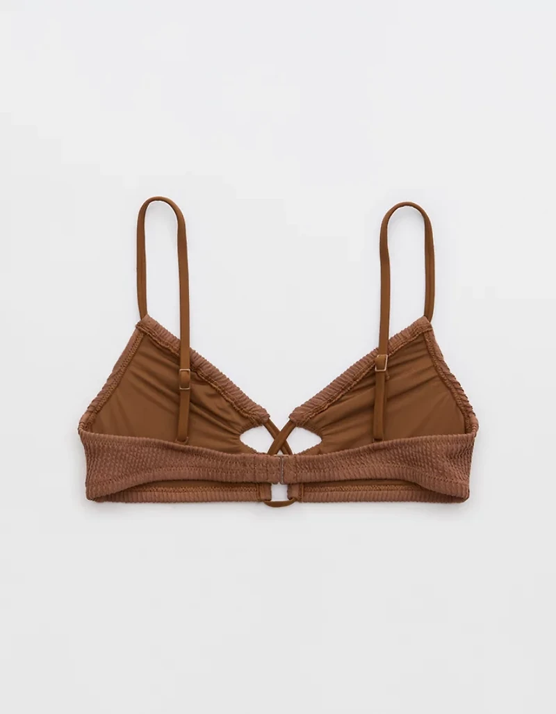 Aerie Crinkle Lace Up Scoop Bikini Top