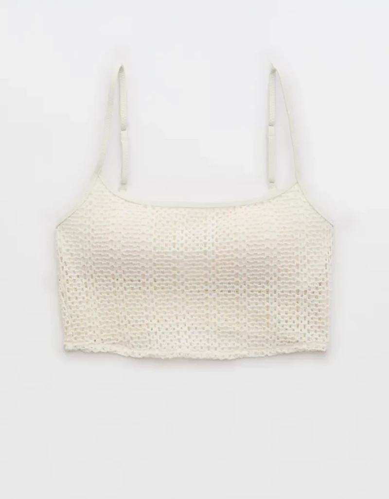 Aerie Cloudweave Crochet Longline Scoop Bikini Top