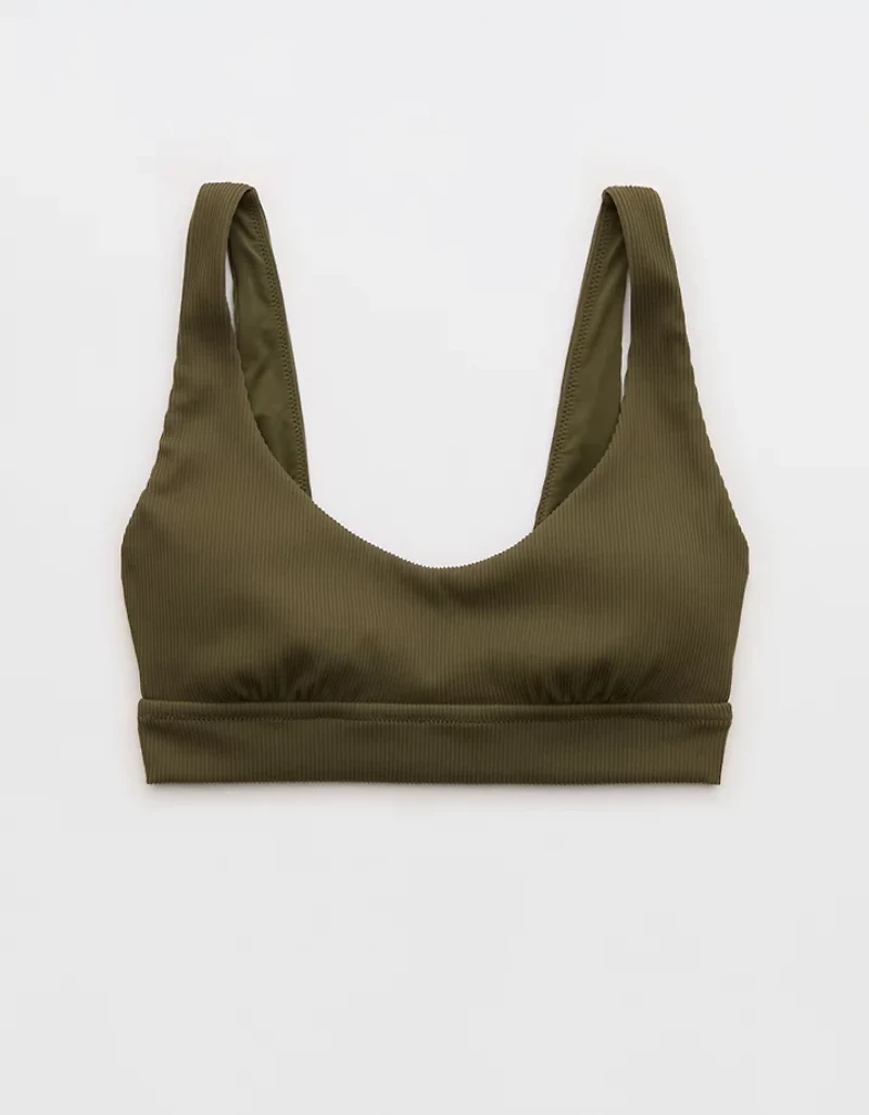 Aerie Banded Wide Strap Scoop Ribbed Bikini Top