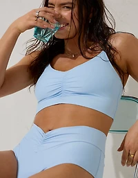 Aerie Ruched Longline Scoop Bikini Top