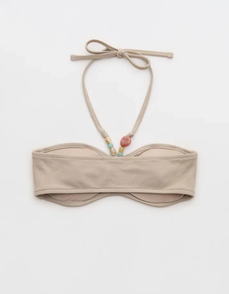 Aerie Pique Ruched Bandeau Bikini Top