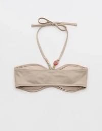Aerie Pique Ruched Bandeau Bikini Top