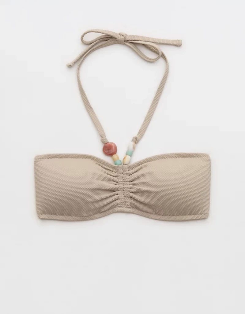 Aerie Pique Ruched Bandeau Bikini Top