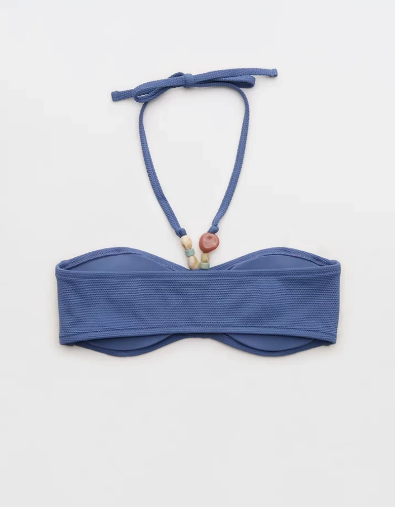 Aerie Pique Ruched Bandeau Bikini Top