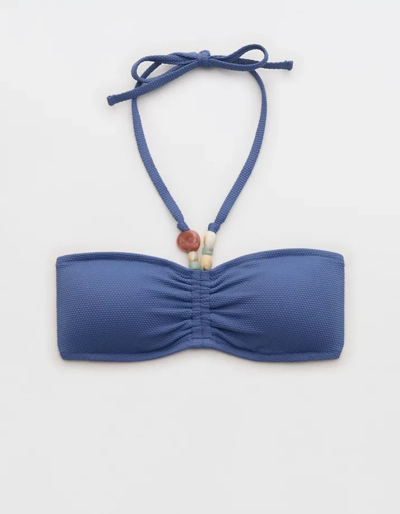 Aerie Pique Ruched Bandeau Bikini Top