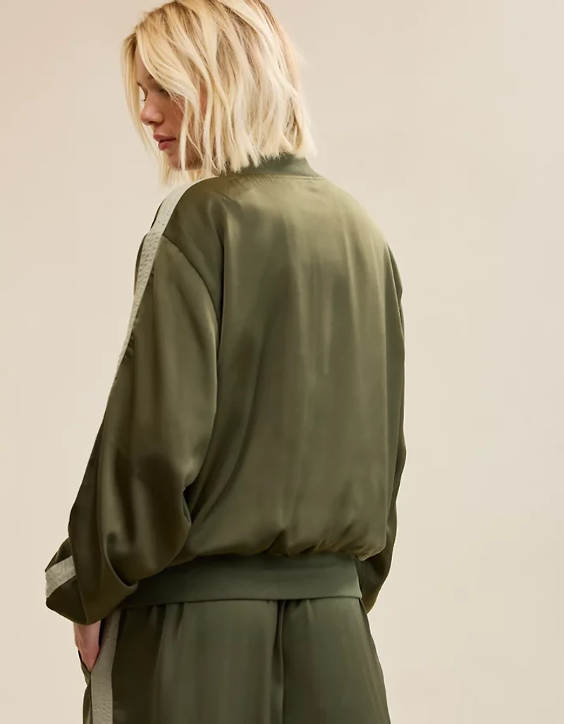 OVERSLEPT by Aerie Liquid Satin Bomber