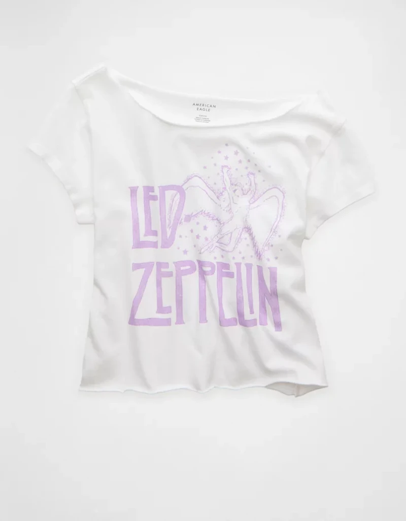 AE Off-the-Shoulder Led Zeppelin Graphic T-Shirt