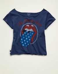 AE Off-the-Shoulder Rolling Stones Graphic T-Shirt