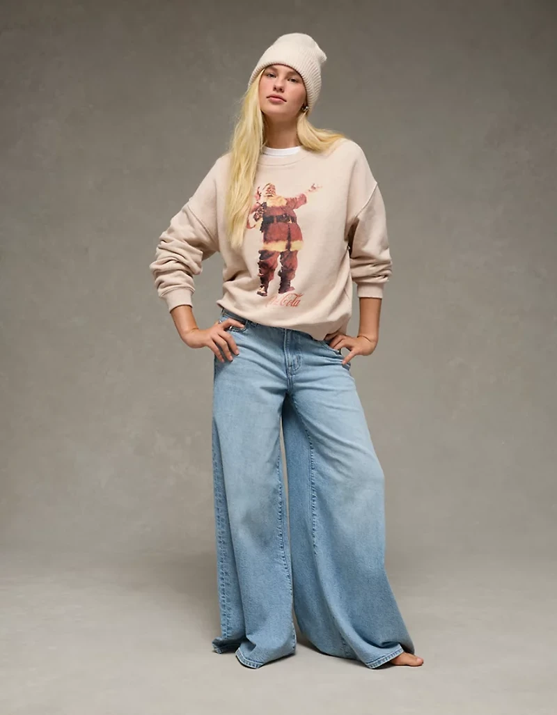 Chandail en molleton à col rond et image Coca-Cola des fêtes AE