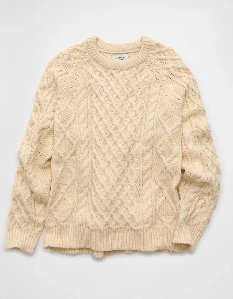 AE Cable Knit Crew Neck Sweater