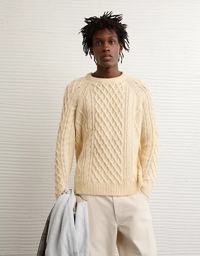AE Cable Knit Crew Neck Sweater