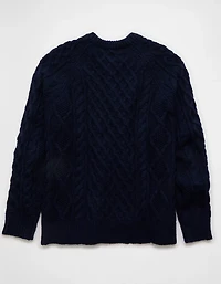 Chandail en tricot à torsades et col rond AE