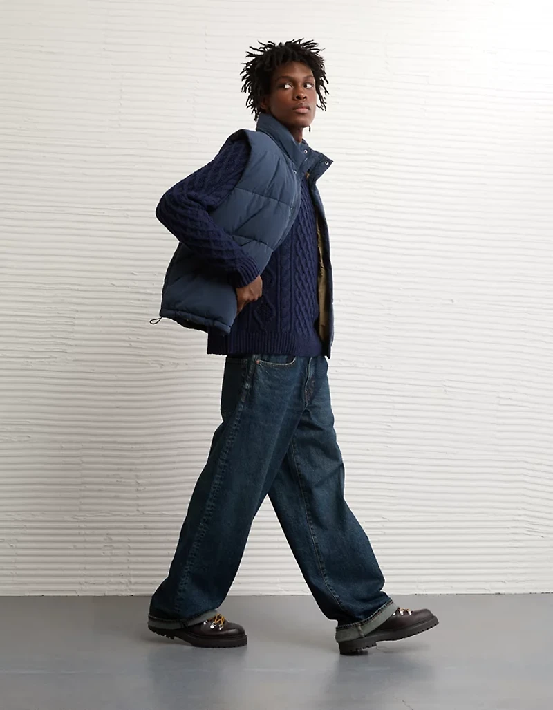 Chandail en tricot à torsades et col rond AE