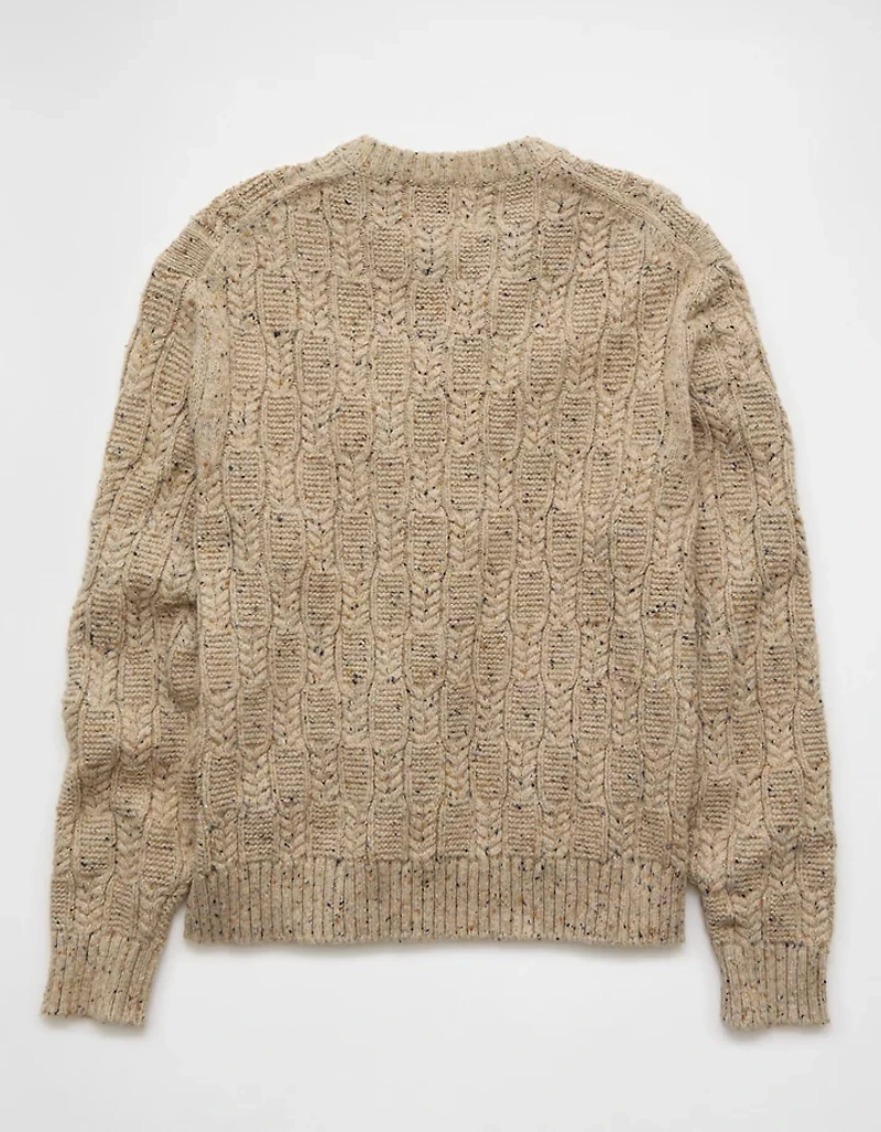 Chandail en tricot à torsades et col rond AE