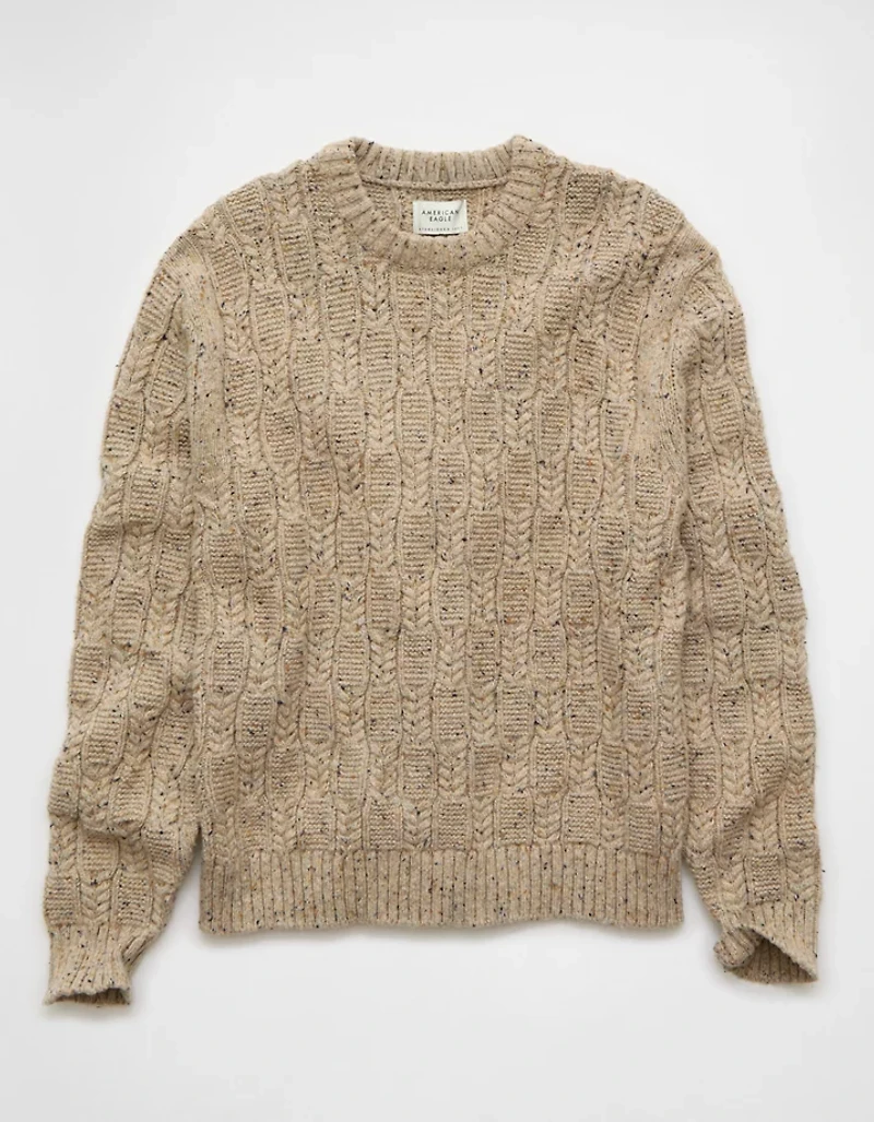 Chandail en tricot à torsades et col rond AE