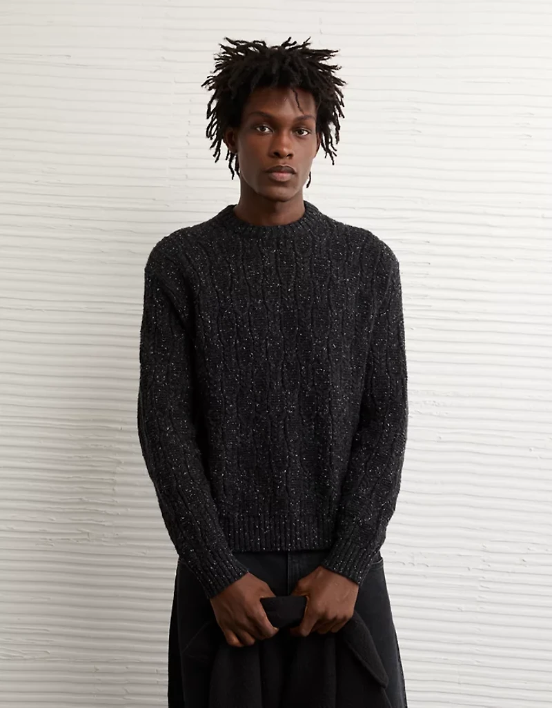 AE Cable Knit Crew Neck Sweater