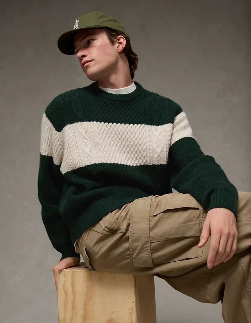 AE Cozy Cabin Chest Stripe Sweater
