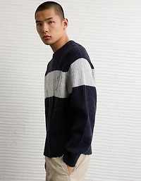 Chandail à rayures sur la poitrine de style chalet douillet AE