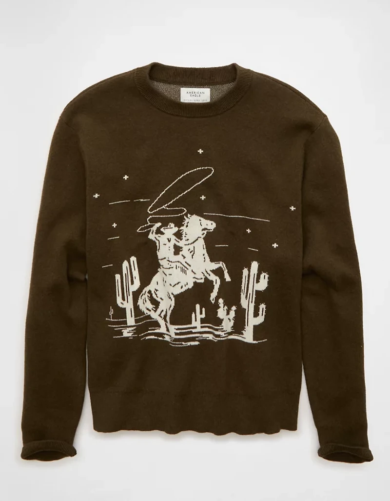 AE Cowboy Graphic Crew Neck Sweater