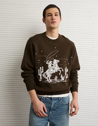 AE Cowboy Graphic Crew Neck Sweater