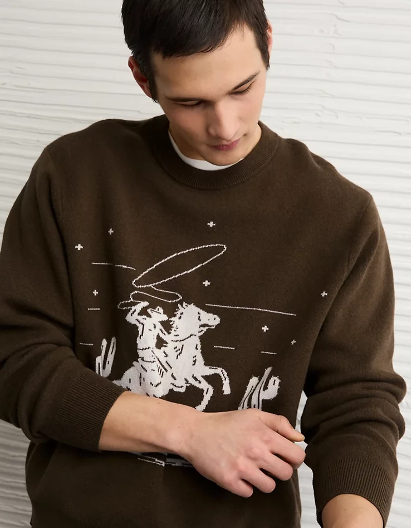 AE Cowboy Graphic Crew Neck Sweater
