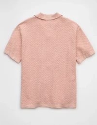 AE Weekend Jacquard Button-Up Sweater Polo Shirt