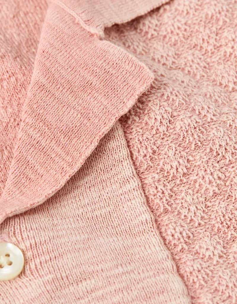 AE Weekend Jacquard Button-Up Sweater Polo Shirt