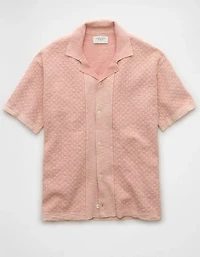 AE Weekend Jacquard Button-Up Sweater Polo Shirt