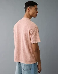AE Weekend Jacquard Button-Up Sweater Polo Shirt